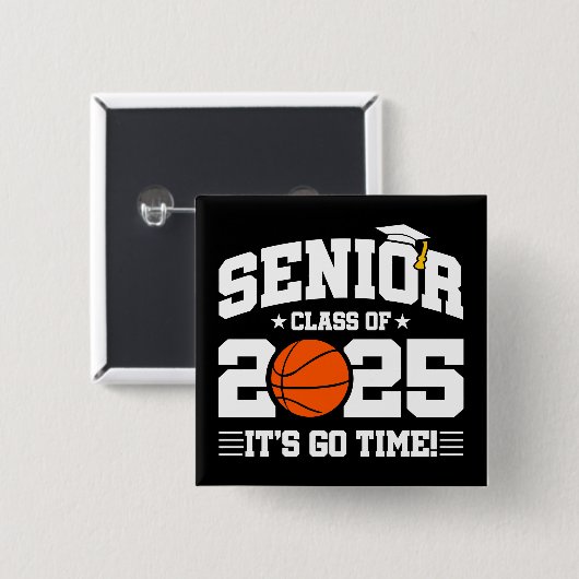Basketbalteam klasse 2025 Afstuderen Senior 2025 Vierkante Button 5,1 Cm (Voorkant /achterkant)