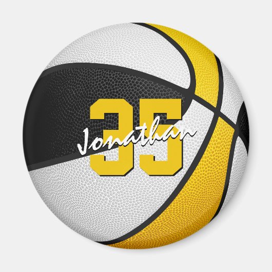 Basketbalteam kleuren geschenken zwart goud magneet (Voorkant)