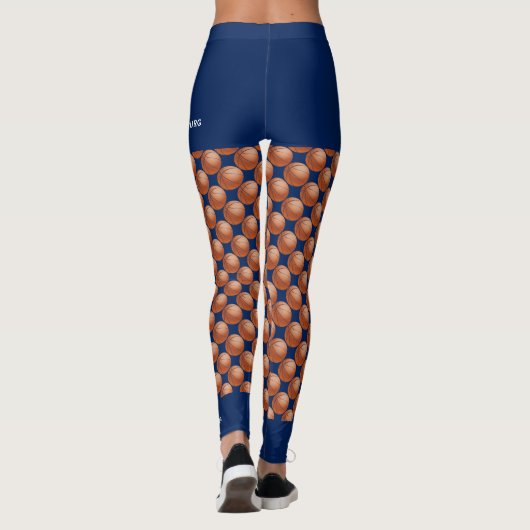 Basketbalteam, naam, nep blauwe shorts leggings (Achterkant)