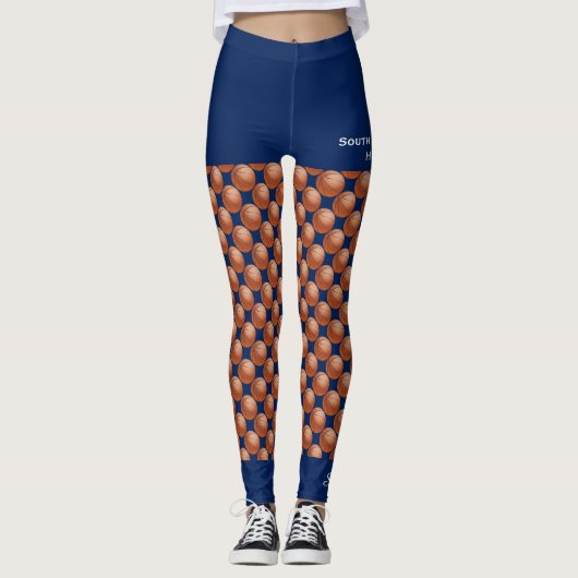 Basketbalteam, naam, nep blauwe shorts leggings (Voorkant)