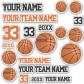 Basketbalteam Naam Nummer Jaar Basketbalspeler Sticker (Voorkant)
