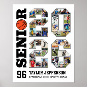 Basketbalteam Senior 2026 Sportfoto Collage Poster