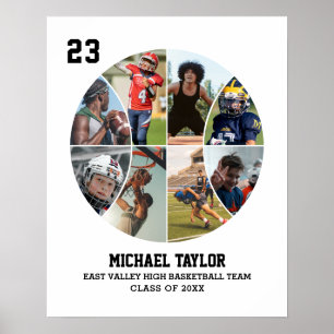 Basketbalteam Senior Afstuderen Fotocollage Poster