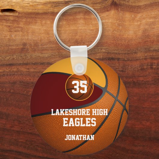 basketbalteam voor jongens sleutelhanger (Achterkant)