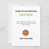 Basketbalteamfoto coach  bedankkaart (Achterkant)