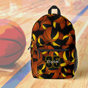 Basketbalteamkleuren voor Black gold kids Bedrukte Rugzak