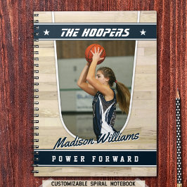 Basketbalteamspeler Aandenken in Blauw Spiraal Nie Notitieboek