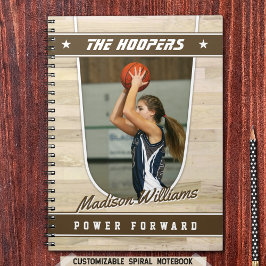 Basketbalteamspeler Aandenken in Bruine Spiraal Notitieboek