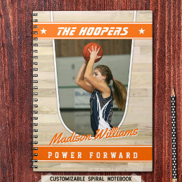 Basketbalteamspeler Aandenken in Oranje Spiraal Notitieboek