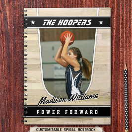Basketbalteamspeler Aandenken in Zwart Spiraal Notitieboek