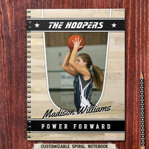 Basketbalteamspeler Aandenken in Zwart Spiraal Notitieboek