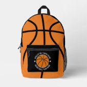 Basketbaltekening met aangepaste sportnaam bedrukte rugzak (Voorkant)