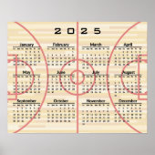Basketbalveld Design 2025 Kalender Poster (Voorkant)