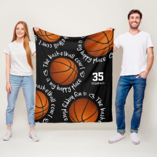 basketbalveld, mijn gelukkige sportkamer fleece deken