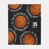 basketbalveld, mijn gelukkige sportkamer fleece deken (Voorkant)