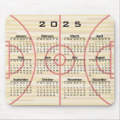 Basketbalveld Ontwerp 2025 Kalender Mousepad Muismat (Voorkant)