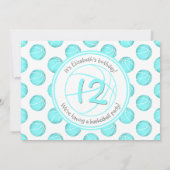 basketbalverjaardag of teamparty van turkooise gir kaart (Achterkant)