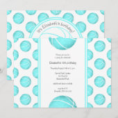 basketbalverjaardag of teamparty van turkooise gir kaart (Voorkant / Achterkant)