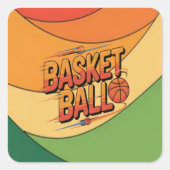 basketbalwaanzin vierkante sticker (Voorkant)