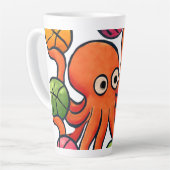 Basketsbal Octopus Pret Cartoon Kunst Latte Mok (Linkerhoek)