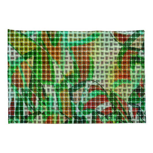 Basketstijl, groene gebogen linten, koraaldetails kussensloop (Achterkant-Rechts)