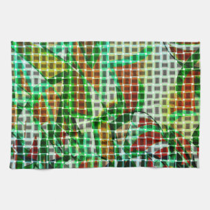 Basketstijl, groene gebogen linten, koraaldetails theedoek
