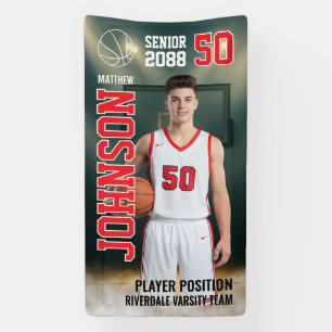 Baskettebalteamspeler senior sportsfoto spandoek