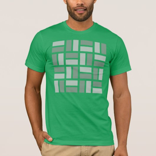 Basketweve geometrische t-shirt met groen en grijs (Voorkant)