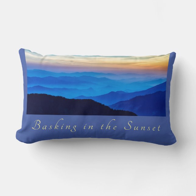 Basking in de Sunset Cornflower Blue Background Kussen (Voorkant)