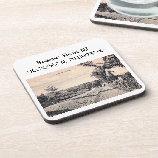 Basking Ridge NJ Map Coordinate 1906  Style Bier Onderzetter (Linkerzijde)