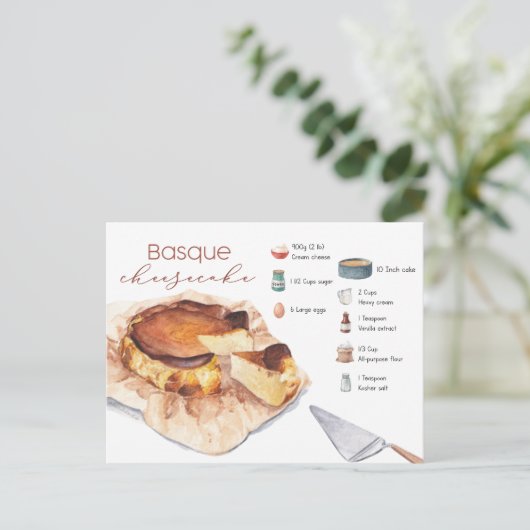 Baskische Cheesecake Recipe Briefkaart (Staand voorkant)