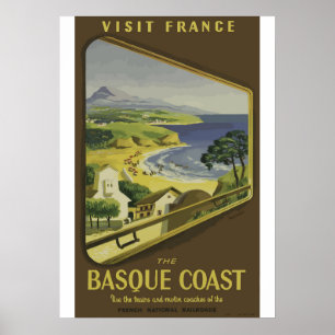 -Baskische kust Frankrijk Reisposter Poster