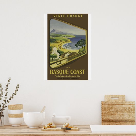 -Baskische kust Frankrijk Reisposter Poster (Keuken)