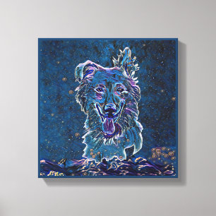Baskische schouderblauwe Sterrennacht schilderstij Canvas Afdruk