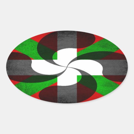 Baskische vlag en dwars ovale sticker (Voorkant)