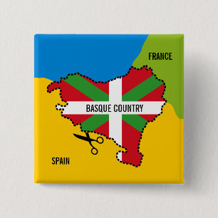 Baskische vlag Ikurriña, onafhankelijkheid Basken Vierkante Button 5,1 Cm