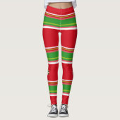 Baskische vlag + rood en groen gestreepte patroon: leggings (Voorkant)