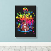 Baskitaar kleurensplash canvas afdruk (Insitu (Houten vloer))