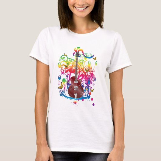 Baskitaar kleurensplash t-shirt (Voorkant)