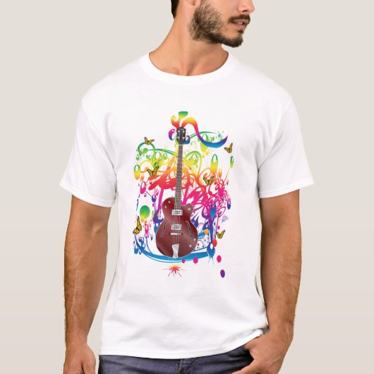 Baskitaar kleurensplash t-shirt (Voorkant)
