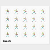 Baskitaar Stickman Ronde Sticker (Vel)