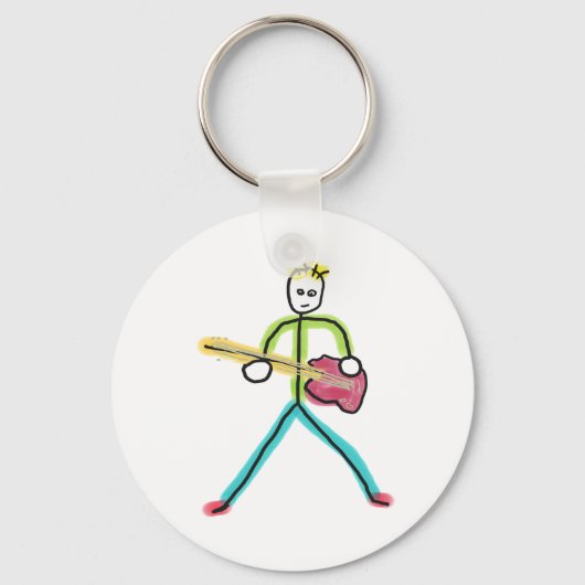 Baskitaar Stickman Sleutelhanger (Voorkant)