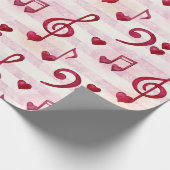 Basklaven, Violinesleutels, Muzieknoten, Rode Hart Cadeaupapier (Hoek)