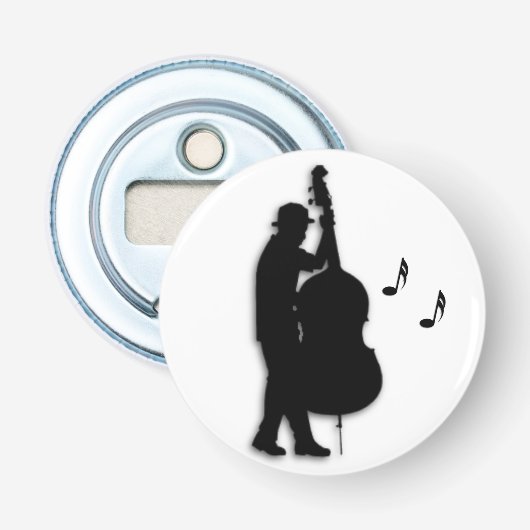 Baspeler Muzikant  Button Flesopener (Voorkant)