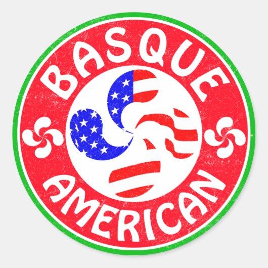 Basque American Euskara Lauburu Cross Ronde Sticker (Voorkant)