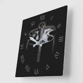 Bass 1 Grey Script Roman Numbers wcn Vierkante Klok (Hoek)