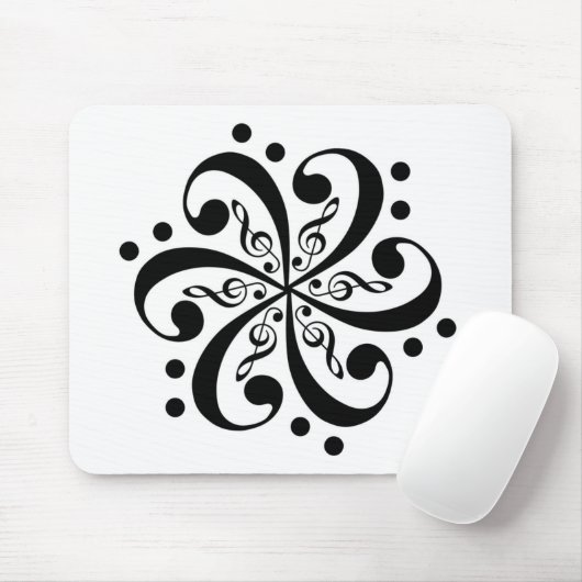 Bass and Treble Clef Swirl Mousepad Muismat (Met muis)