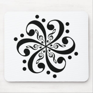 Bass and Treble Clef Swirl Mousepad Muismat