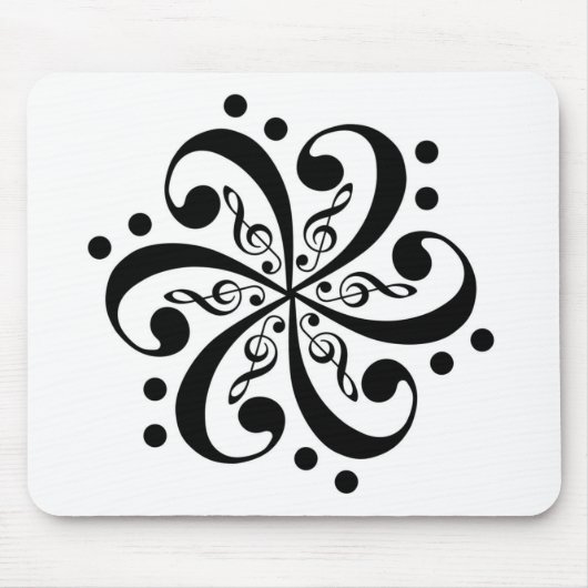 Bass and Treble Clef Swirl Mousepad Muismat (Voorkant)