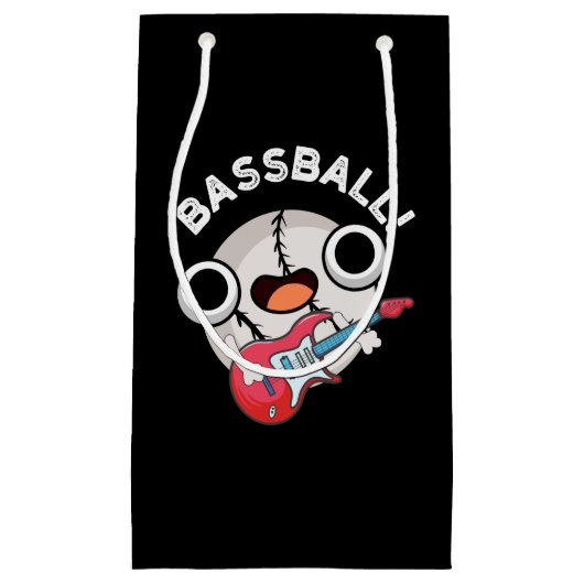 Bass-ball Funny Baseball Bass Pun Dark BG Klein Cadeauzakje (Voorkant)